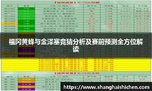 福冈黄蜂与金泽塞竞猜分析及赛前预测全方位解读